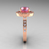 Classic 14K Rose Gold 1.5 Carat Light Pink Sapphire Diamond Solitaire Wedding Ring R115-14KRGDLPS-3
