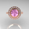 Classic 14K Rose Gold 1.5 Carat Light Pink Sapphire Diamond Solitaire Wedding Ring R115-14KRGDLPS-4