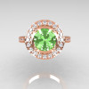 Classic 18K Rose Gold 1.5 Carat Green Topaz Diamond Solitaire Wedding Ring R115-18KRGDGT-4