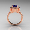 Modern Antique 10K Rose Gold 1.0 Carat Blue Sapphire Diamond Engagement Ring AR116-10KRGDBLS-2