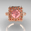 Modern Antique 14K Rose Gold 1.0 Carat Morganite Diamond Engagement Ring AR116-14KRGDMO-3