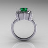 Modern Antique 14K White Gold 1.0 Carat Emerald Diamond Engagement Ring AR116-14KWGDEM-2