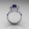 Modern Antique 10K White Gold 1.0 Carat Blue Sapphire Engagement Ring AR116-10KWGBLS-2