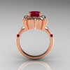 Modern Antique 14K Rose Gold 1.0 Carat Rhodolite Garnet Engagement Ring AR116-14KRGRG-2