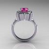 Modern Antique 10K White Gold 1.0 Carat Pink Sapphire Diamond Engagement Ring AR116-10KWGPS-2