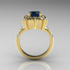 Modern Antique 18K Yellow Gold 1.0 Carat London Blue Sapphire Diamond Engagement Ring AR116-18KRGDLBS-2
