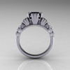Classic 14K White Gold 1.25 CT Princess Black Diamond Three Stone Engagement Ring R171-14KWGDBD-2