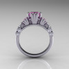 Classic 18K White Gold 1.25 CT Princess Light Pink Sapphire Diamond Three Stone Engagement Ring R171-18KWGDLPS-2