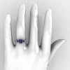 Classic 950 Platinum 1.25 CT Princess Alexandrite Diamond Three Stone Engagement Ring R171-PLATDAL-5