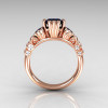Classic 14K Rose Gold 1.25 CT Princess Black Diamond Three Stone Engagement Ring R171-14KRGDBD-2