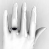 Classic 14K White Gold 1.25 CT Princess Black Diamond Three Stone Engagement Ring R171-14KWGDBD-5