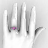 Classic 18K White Gold 1.25 CT Princess Light Pink Sapphire Diamond Three Stone Engagement Ring R171-18KWGDLPS-5