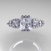 Classic 10K White Gold 1.25 CT Princess White Sapphire Diamond Three Stone Engagement Ring R171-10KWGDWS-4