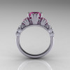 Classic 10K White Gold 1.25 CT Princess Pink Sapphire Diamond Three Stone Engagement Ring R171-10KWGDPS-2