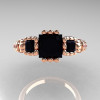Classic 14K Rose Gold 1.25 CT Princess Black Diamond Three Stone Engagement Ring R171-14KRGDBD-4