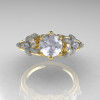 Classic Vintage 14K Two Tone Gold 1.0 CT Round White Sapphire Diamond Sea Star Engagement Ring R173-14KTTYGDWS-4