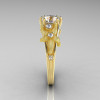 Fantasy Vintage 14K Yellow Gold 1.0 CT Round White Sapphire Diamond Sea Star Engagement Ring R173-14KYGDWS-3