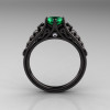 Designer Exclusive Classic 18K Black Gold 1.0 Carat Emerald Diamond Lace Ring R175-18KBGDEM-2