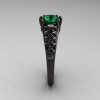Designer Exclusive Classic 18K Black Gold 1.0 Carat Emerald Diamond Lace Ring R175-18KBGDEM-3