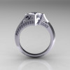 Modern French 14K White Gold .93 CT Princess CZ Diamond Engagement Wedding Ring R176-14WGDCZ-2