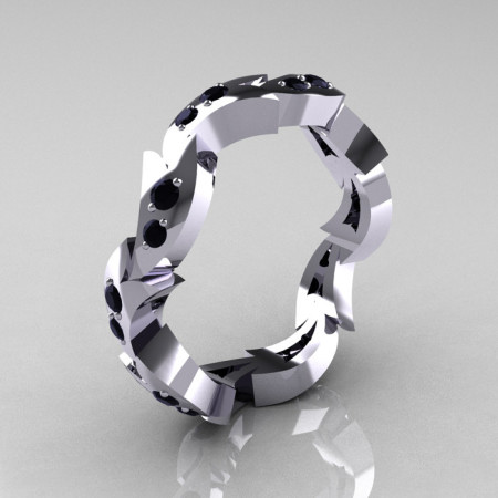 Custom 925 Sterling Silver Mens Black Diamond Eternity Ring Y245-925SSBD-1