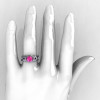 Nature Classic 14K White Gold 1.0 CT Dark Blue Pink Sapphire Leaf and Vine Engagement Ring R180-14WGDBPS-4