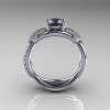 Nature Classic 14K White Gold 2.0 CT Alexandrite Diamond  Leaf and Vine Engagement Ring R180-14KWGD2ALL-2