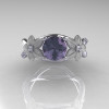 Nature Classic 14K White Gold 2.0 CT Alexandrite Diamond  Leaf and Vine Engagement Ring R180-14KWGD2ALL-4