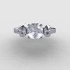 14K White Gold White Sapphire Diamond Wedding Ring Engagement Ring NN101-14KWGDWS-4