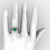 14K White Gold Emerald Diamond Wedding Ring Engagement Ring NN101-14KWGDEM-5