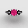 14K Black Gold Pink Sapphire Diamond Wedding Ring Engagement Ring NN101-14KBGDPS-4