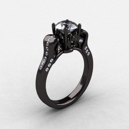 14K Black Gold Cubic Zirconia Diamond Wedding Ring Engagement Ring NN101-14KBGDCZ-1