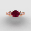 18K Rose Gold Garnet Diamond Wedding Ring Engagement Ring NN101-18KRGDG-4