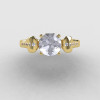 14K Yellow Gold White Sapphire Diamond Wedding Ring Engagement Ring NN101-14KYGDWS-4