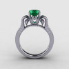 14K White Gold Emerald Diamond Wedding Ring Engagement Ring NN101-14KWGDEM-2