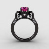 14K Black Gold Pink Sapphire Diamond Wedding Ring Engagement Ring NN101-14KBGDPS-2