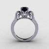 14K White Gold Black Diamond Wedding Ring Engagement Ring NN101-14KWGDBD-2