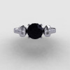 14K White Gold Black Diamond Wedding Ring Engagement Ring NN101-14KWGDBD-3