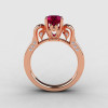18K Rose Gold Garnet Diamond Wedding Ring Engagement Ring NN101-18KRGDG-2