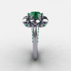 14K White Gold Emerald Wedding Ring Engagement Ring NN102-14KWGEM-3