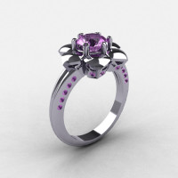 14K White Gold Lilac Amethyst Wedding Ring Engagement Ring NN102-14KWGLA-1