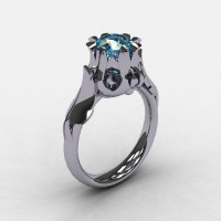 Natures Nouveau 950 Platinum Aquamarine Wedding Ring Engagement Ring NN105-PLATAQ-1