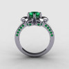 14K White Gold Emerald Wedding Ring Engagement Ring NN102-14KWGEM-2