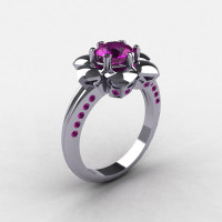 950 Platinum Amethyst Wedding Ring Engagement Ring NN102-PLATAM-1