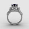 Natures Nouveau 18K White Gold Black Diamond Wedding Ring Engagement Ring NN105-18KWGBD-2