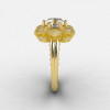 14K Sandblast Yellow Gold White Sapphire Diamond Wedding Ring Engagement Ring NN102-14KYGDWS-3