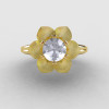 14K Sandblast Yellow Gold White Sapphire Diamond Wedding Ring Engagement Ring NN102-14KYGDWS-4