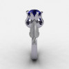 Natures Nouveau 14K White Gold Blue Sapphire Wedding Ring Engagement Ring NN105-14KWGBS-3
