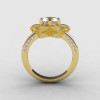 14K Sandblast Yellow Gold White Sapphire Diamond Wedding Ring Engagement Ring NN102-14KYGDWS-2
