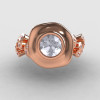 Natures Nouveau 18K Rose Gold White Sapphire Diamond Leaf and Mushroom Wedding Ring Engagement Ring NN103A-18KRGDWS-4